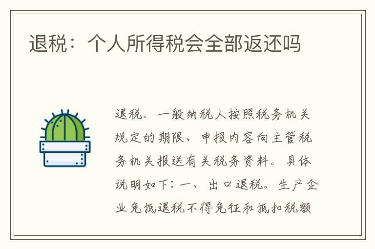 退稅：個人所得稅會全部返還嗎