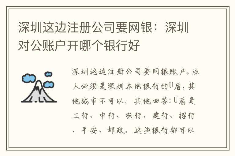 深圳這邊注冊公司要網(wǎng)銀：深圳對公賬戶開哪個銀行好