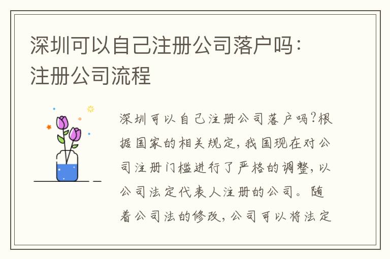 深圳可以自己注冊(cè)公司落戶嗎：注冊(cè)公司流程