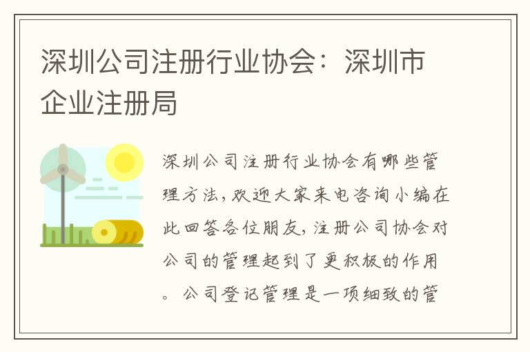 深圳公司注冊(cè)行業(yè)協(xié)會(huì)：深圳市企業(yè)注冊(cè)局