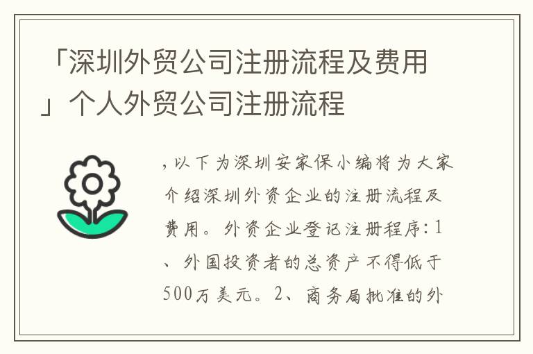 「深圳外貿(mào)公司注冊流程及費(fèi)用」個人外貿(mào)公司注冊流程