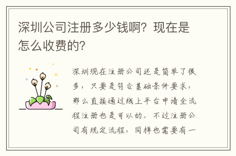 深圳公司注冊多少錢?。楷F(xiàn)在是怎么收費的？