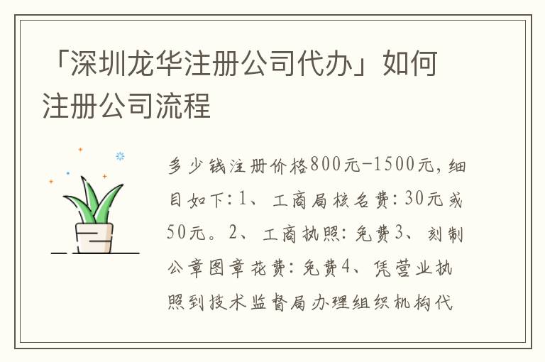 「深圳龍華注冊公司代辦」如何注冊公司流程