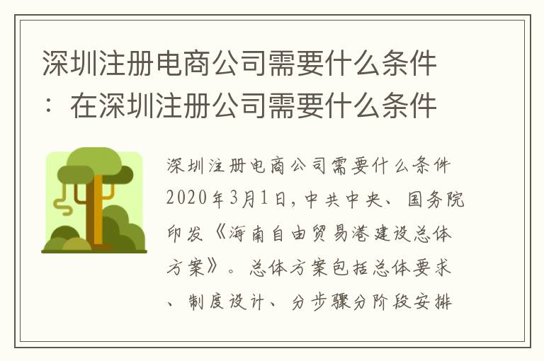 深圳注冊(cè)電商公司需要什么條件：在深圳注冊(cè)公司需要什么條件