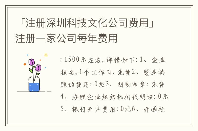 「注冊深圳科技文化公司費用」注冊一家公司每年費用