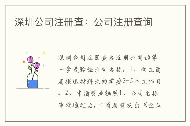深圳公司注冊查：公司注冊查詢