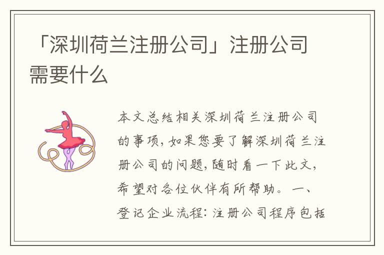 「深圳荷蘭注冊公司」注冊公司需要什么