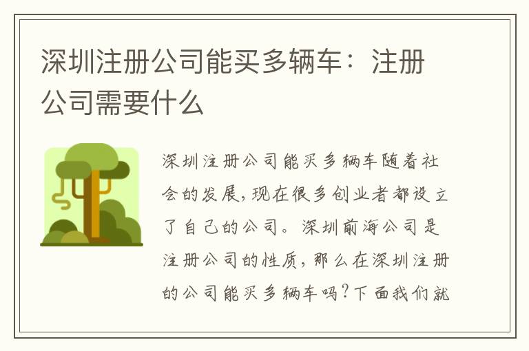 深圳注冊公司能買多輛車：注冊公司需要什么