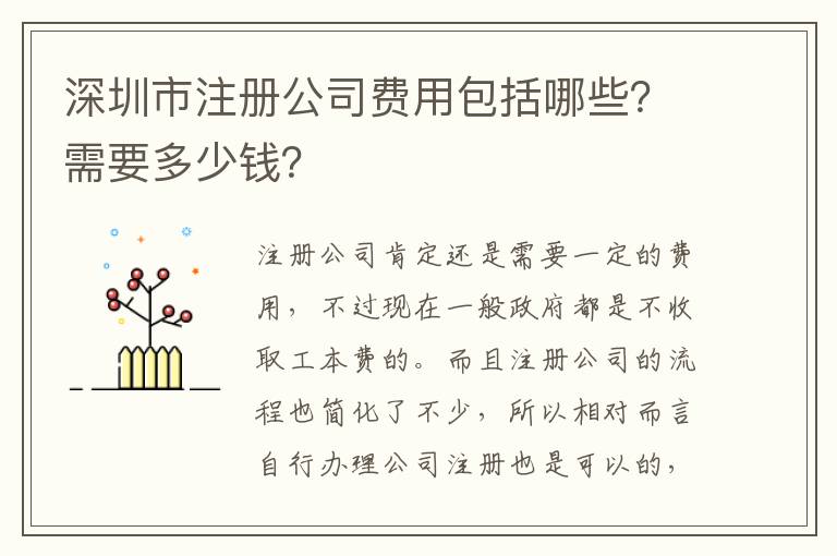 深圳市注冊(cè)公司費(fèi)用包括哪些？需要多少錢？