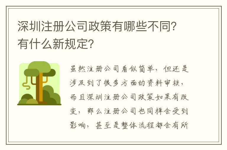 深圳注冊公司政策有哪些不同？有什么新規(guī)定？