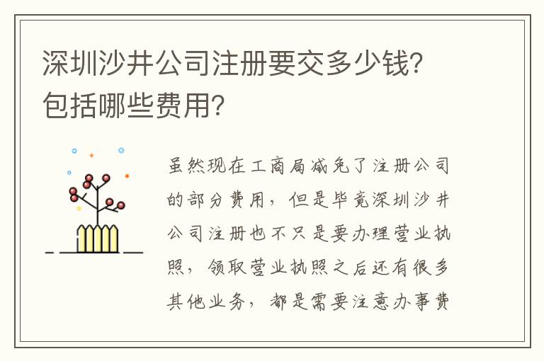 深圳沙井公司注冊要交多少錢？包括哪些費用？