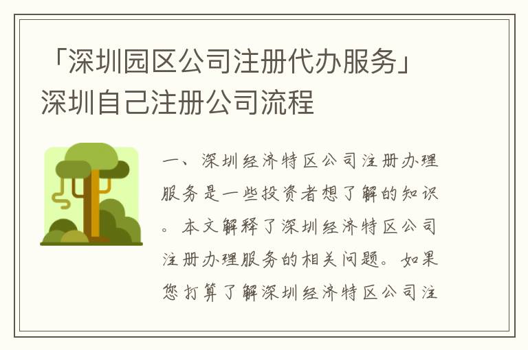 「深圳園區(qū)公司注冊(cè)代辦服務(wù)」深圳自己注冊(cè)公司流程