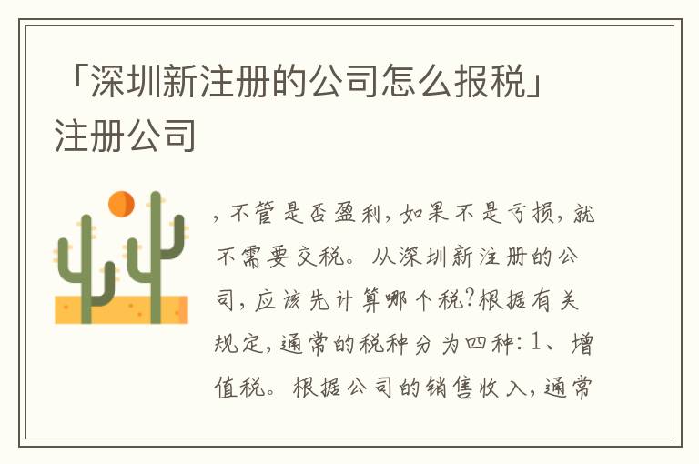 「深圳新注冊的公司怎么報(bào)稅」注冊公司