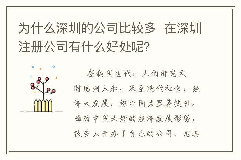 為什么深圳的公司比較多-在深圳注冊(cè)公司有什么好處呢？