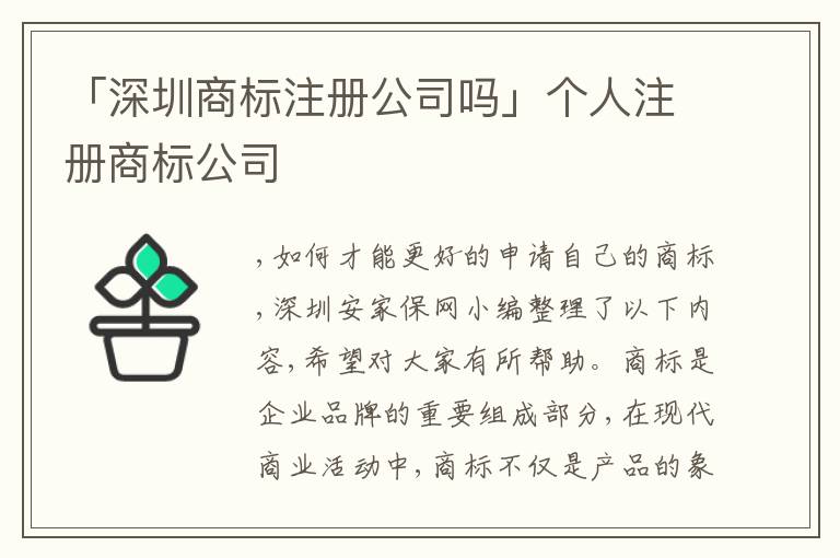「深圳商標(biāo)注冊(cè)公司嗎」個(gè)人注冊(cè)商標(biāo)公司