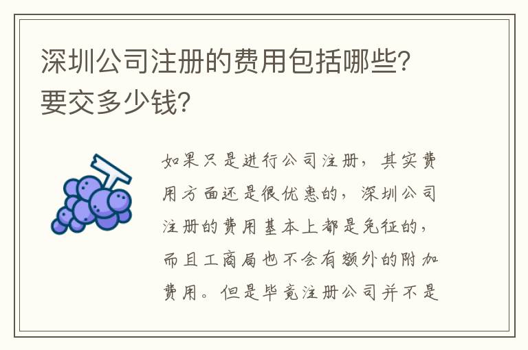 深圳公司注冊(cè)的費(fèi)用包括哪些？要交多少錢(qián)？