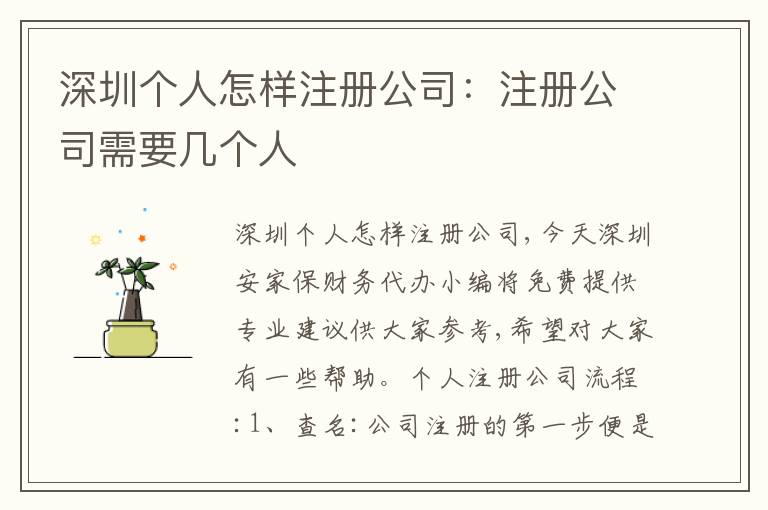 深圳個人怎樣注冊公司：注冊公司需要幾個人