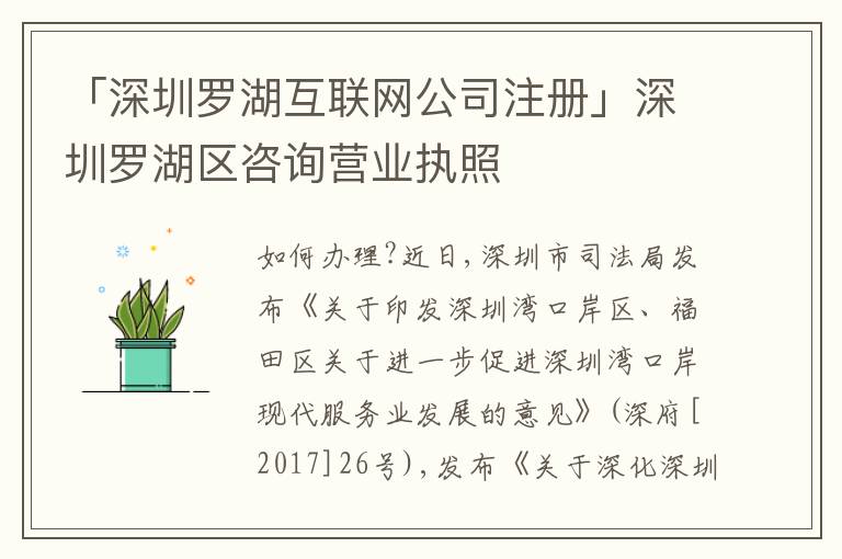 「深圳羅湖互聯(lián)網(wǎng)公司注冊」深圳羅湖區(qū)咨詢營業(yè)執(zhí)照