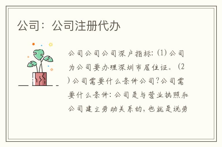 公司：公司注冊代辦