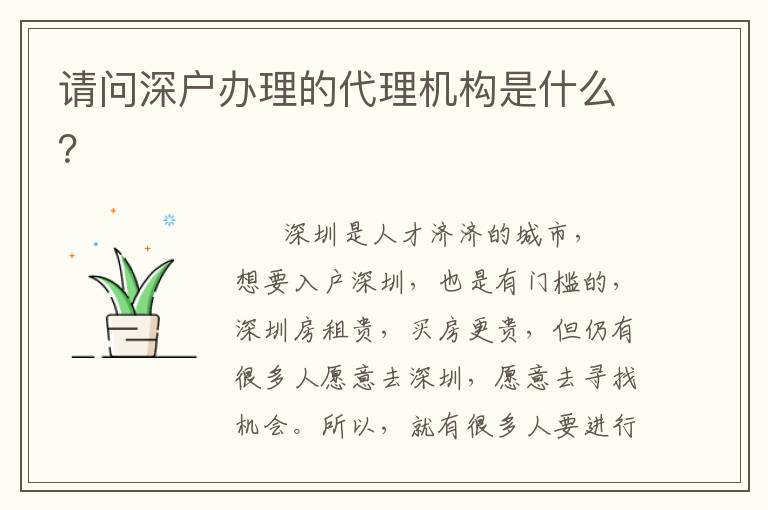 請(qǐng)問(wèn)深戶辦理的代理機(jī)構(gòu)是什么？