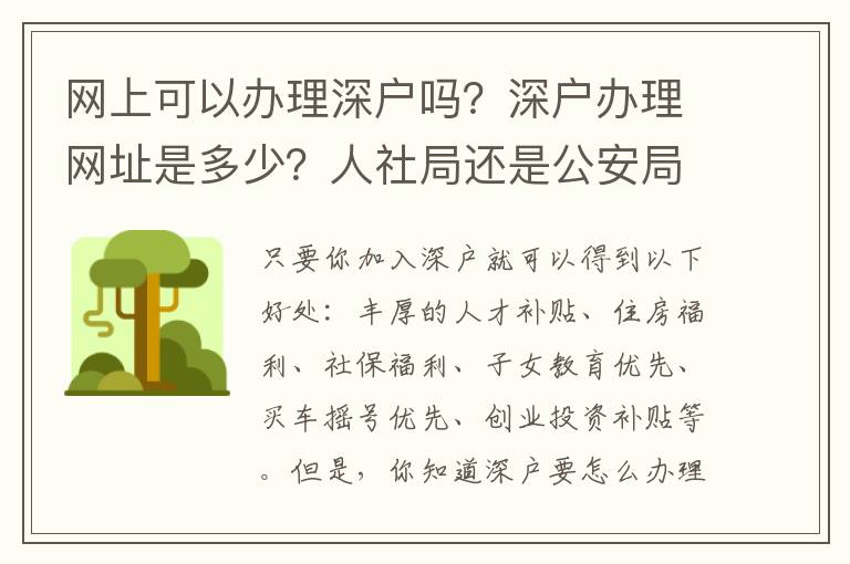 網(wǎng)上可以辦理深戶嗎？深戶辦理網(wǎng)址是多少？人社局還是公安局？