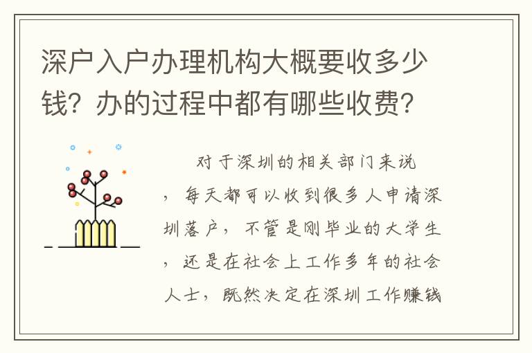 深戶入戶辦理機構(gòu)大概要收多少錢？辦的過程中都有哪些收費？