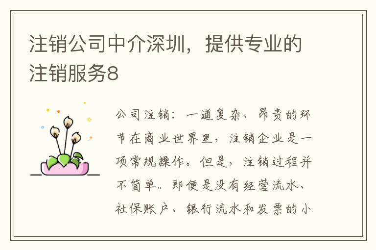 注銷公司中介深圳，提供專業(yè)的注銷服務(wù)8