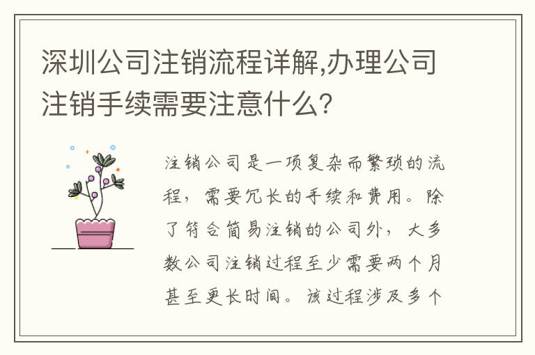 深圳公司注銷流程詳解,辦理公司注銷手續(xù)需要注意什么？