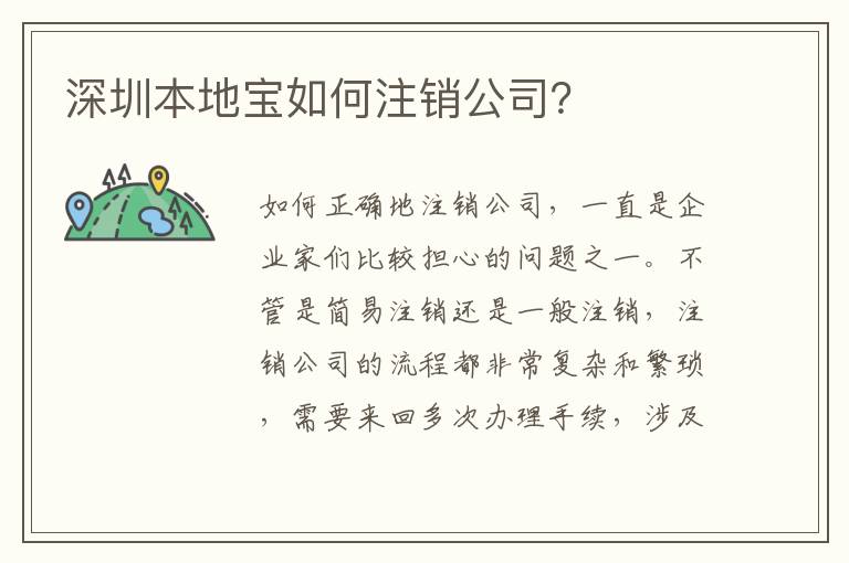 深圳本地寶如何注銷公司？