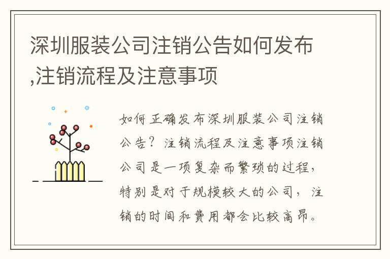 深圳服裝公司注銷公告如何發(fā)布,注銷流程及注意事項(xiàng)