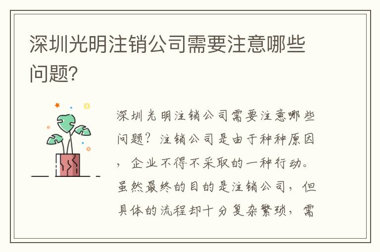 深圳光明注銷公司需要注意哪些問題？