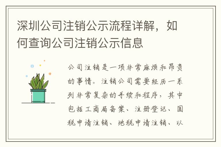 深圳公司注銷(xiāo)公示流程詳解，如何查詢公司注銷(xiāo)公示信息