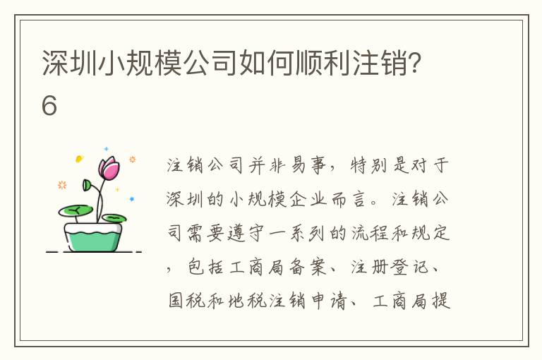 深圳小規(guī)模公司如何順利注銷(xiāo)？6