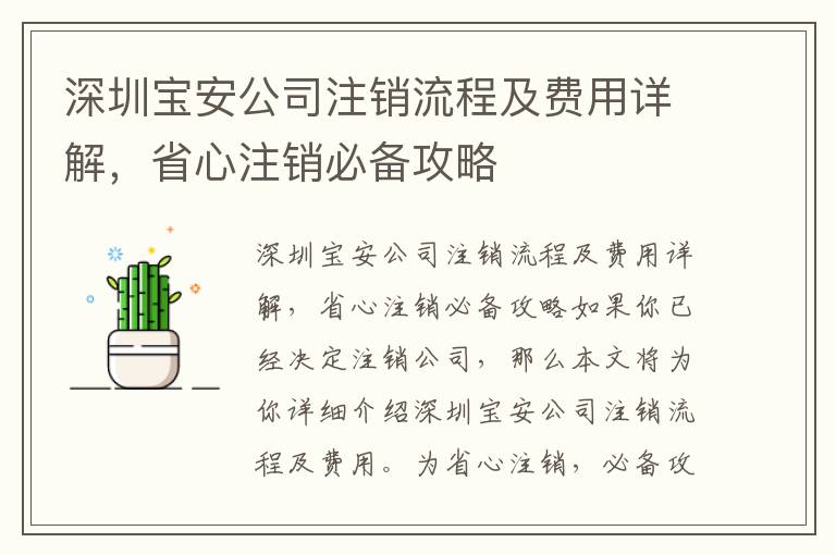 深圳寶安公司注銷流程及費(fèi)用詳解，省心注銷必備攻略