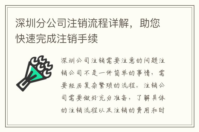 深圳分公司注銷流程詳解，助您快速完成注銷手續(xù)