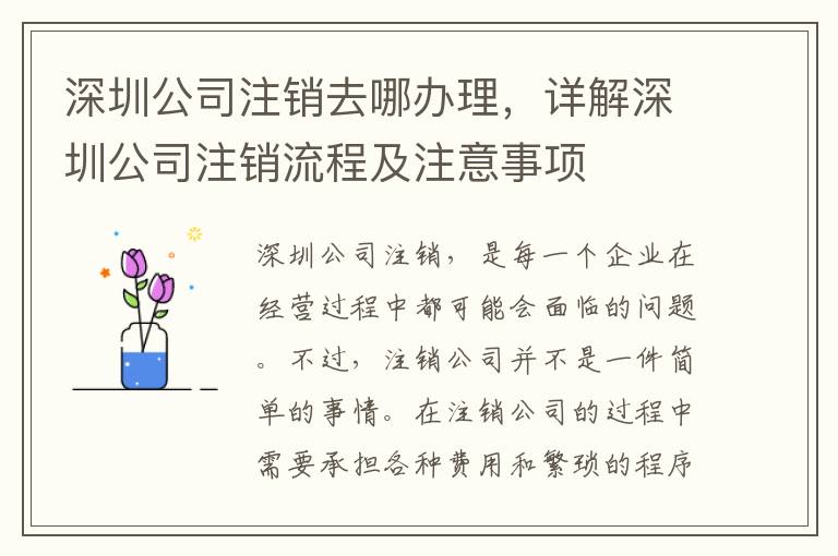 深圳公司注銷去哪辦理，詳解深圳公司注銷流程及注意事項(xiàng)