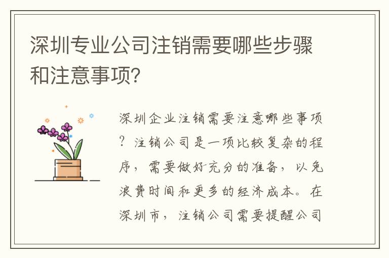 深圳專業(yè)公司注銷需要哪些步驟和注意事項(xiàng)？
