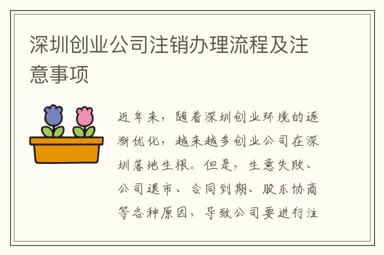 深圳創(chuàng)業(yè)公司注銷(xiāo)辦理流程及注意事項(xiàng)