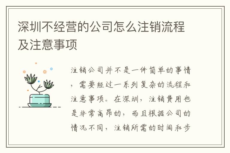 深圳不經(jīng)營(yíng)的公司怎么注銷(xiāo)流程及注意事項(xiàng)