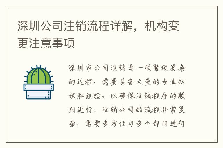 深圳公司注銷流程詳解，機(jī)構(gòu)變更注意事項(xiàng)