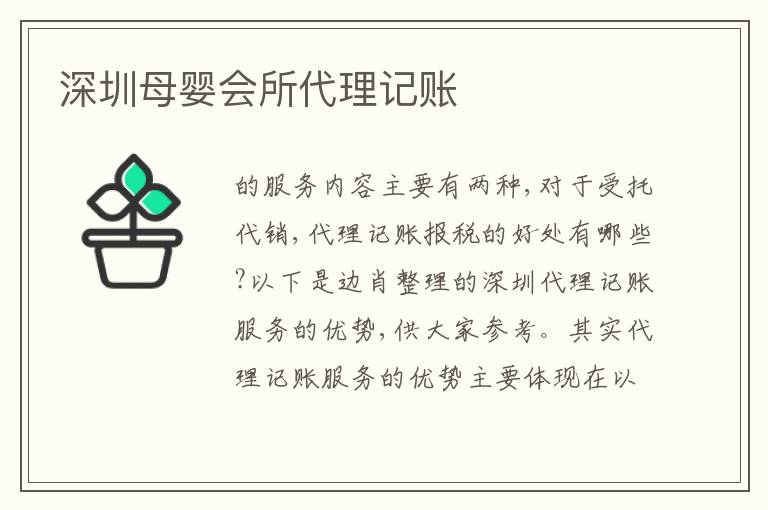 深圳母嬰會所代理記賬
