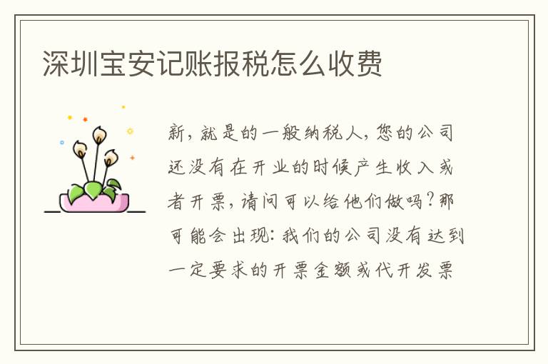 深圳寶安記賬報(bào)稅怎么收費(fèi)