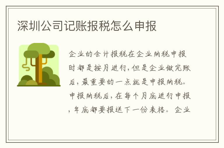 深圳公司記賬報(bào)稅怎么申報(bào)
