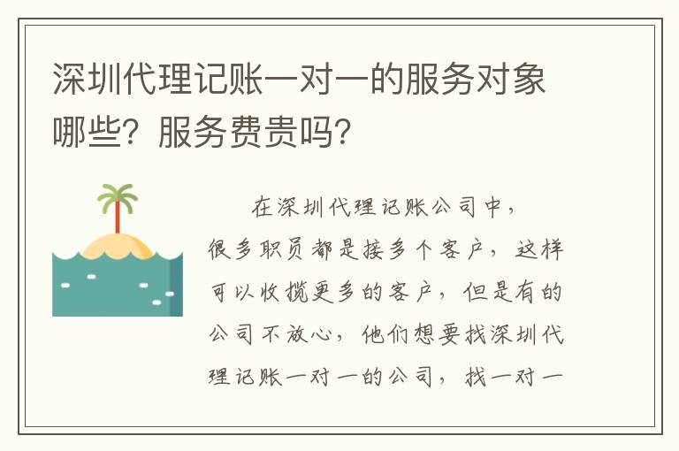 深圳代理記賬一對(duì)一的服務(wù)對(duì)象哪些？服務(wù)費(fèi)貴嗎？