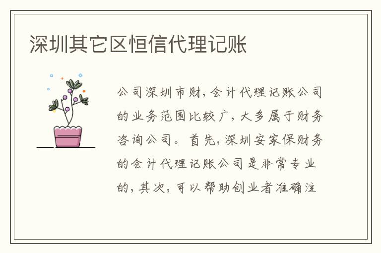 深圳其它區(qū)恒信代理記賬