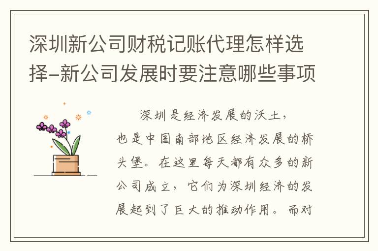深圳新公司財(cái)稅記賬代理怎樣選擇-新公司發(fā)展時(shí)要注意哪些事項(xiàng)？