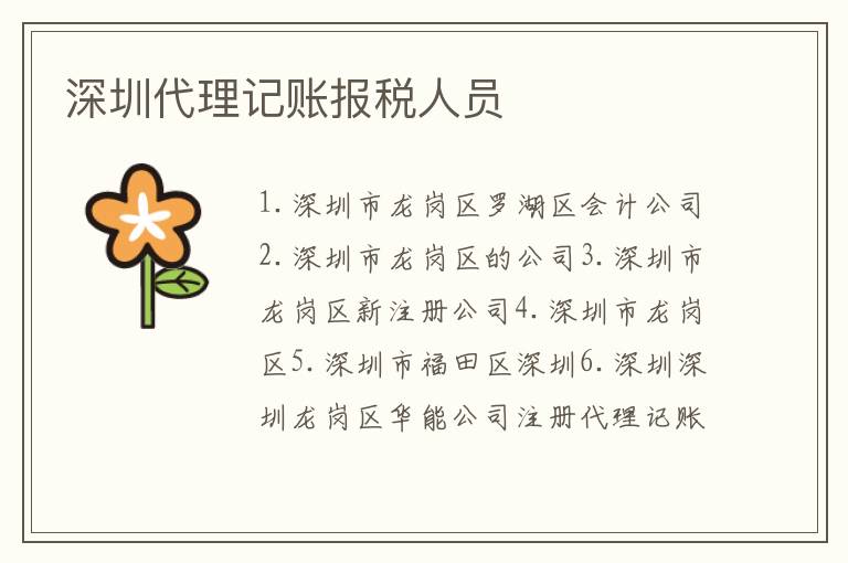 深圳代理記賬報(bào)稅人員