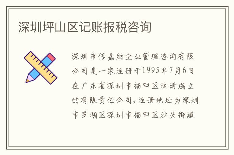 深圳坪山區(qū)記賬報稅咨詢
