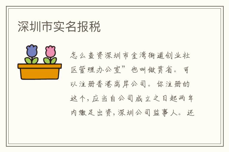深圳市實名報稅