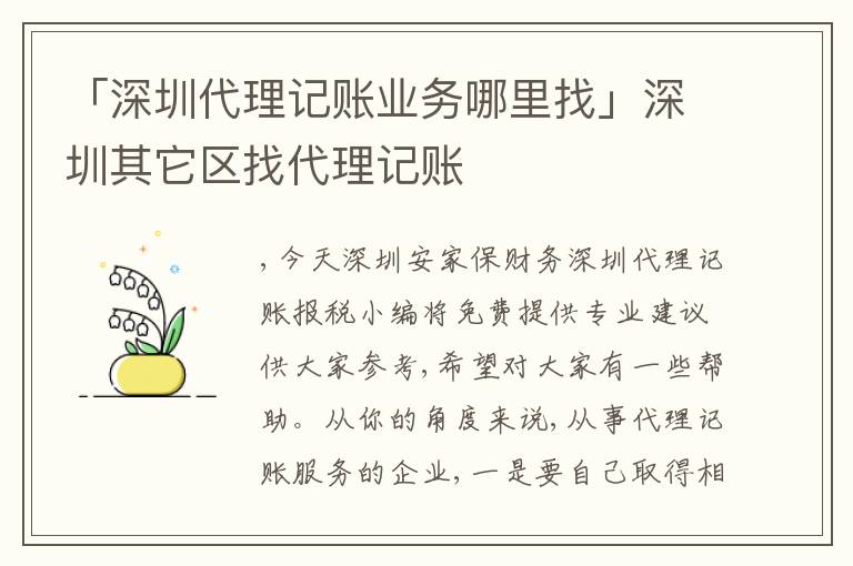 「深圳代理記賬業(yè)務(wù)哪里找」深圳其它區(qū)找代理記賬